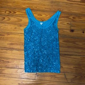 J. Crew Teal Sequin Tank Top--Size XXS